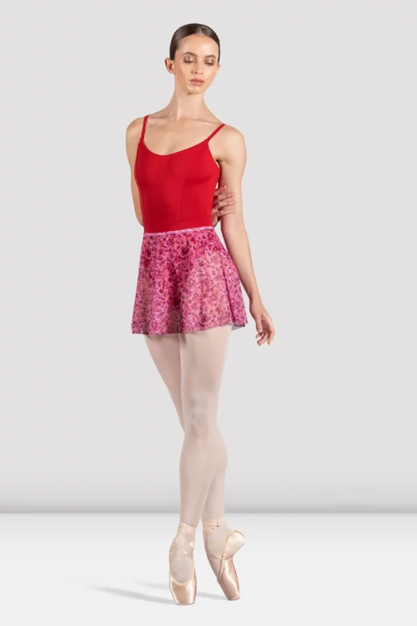 lady wearing bloch printed floral ballet skirt dancewear dance ballerina