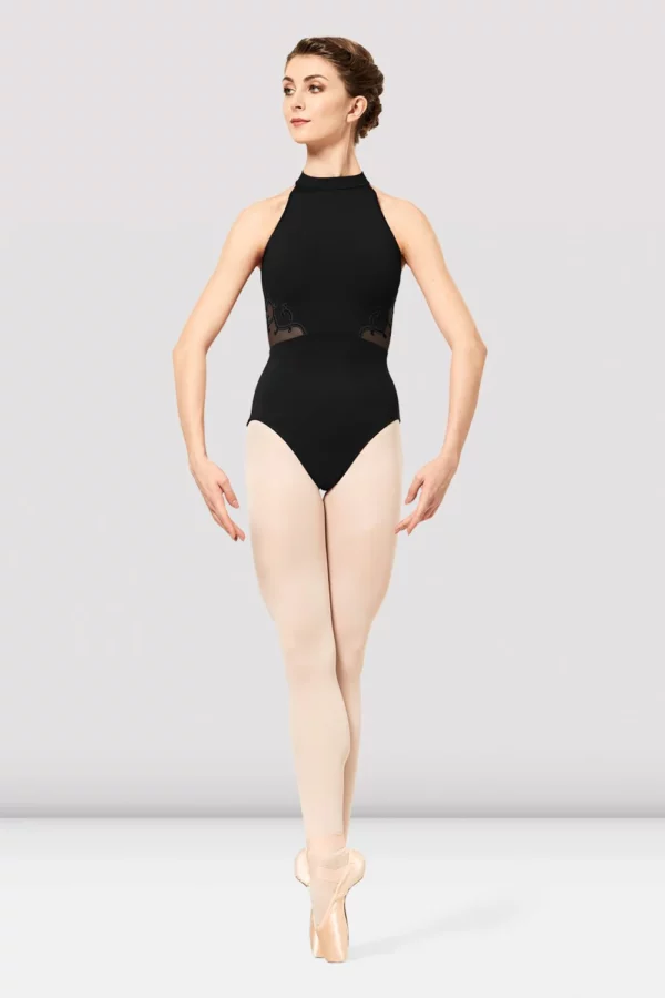 Lady wearing bloch black leotard high neck balletina ballet dance