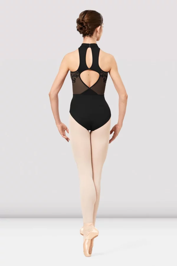 Lady wearing bloch black leotard high neck balletina ballet dance