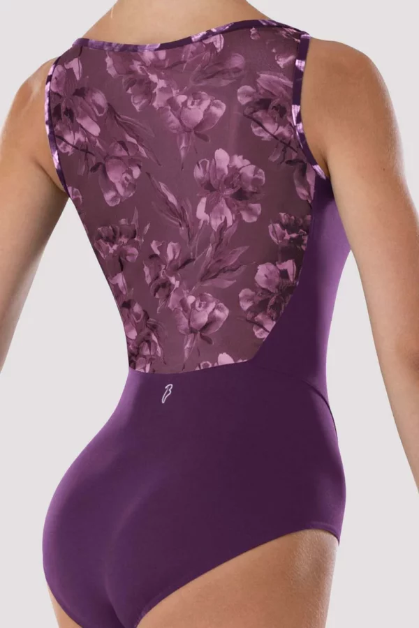 bloch ladies boat neck leotard floral mesh ballet dance