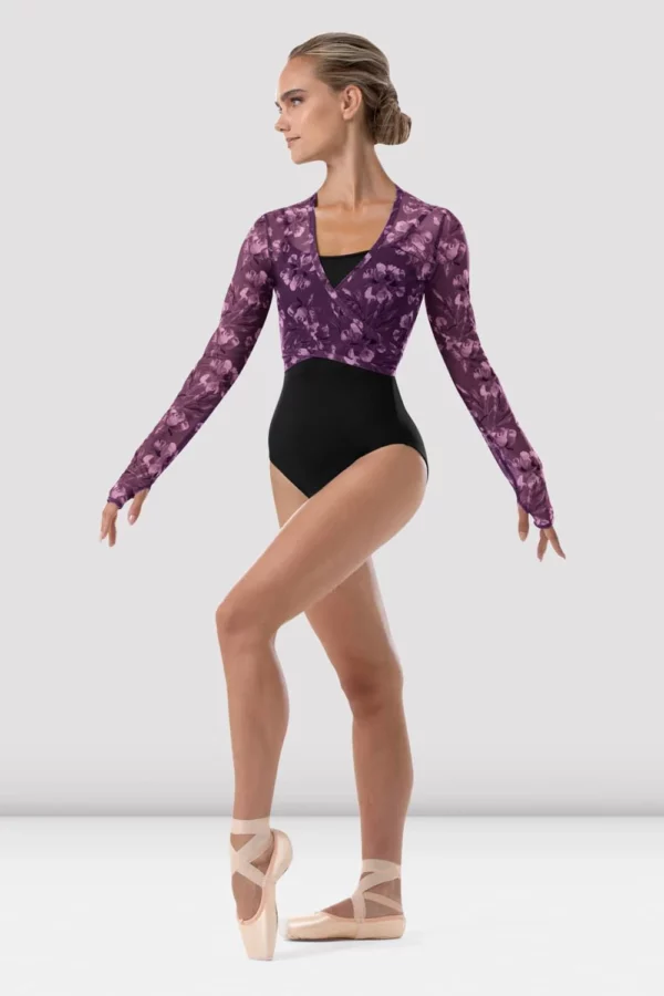 Bloch ladies warm up top wrap top floral pattern ballet ballerina dance