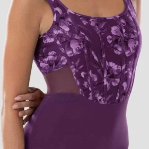 Bloch ladies leotard floral square neck