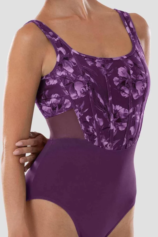 Bloch ladies leotard floral square neck