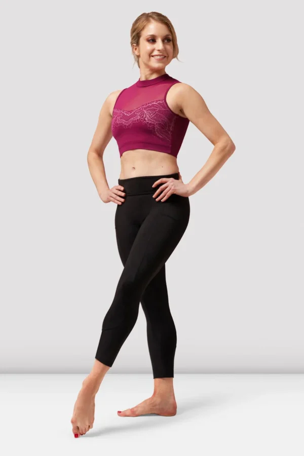 bloch ladies lace crop red activewear top dancewear dance ballet ballerina