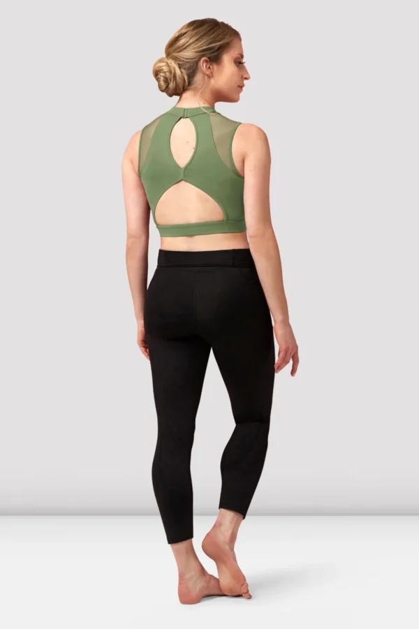 bloch ladies lace crop sage green activewear top dancewear dance ballet ballerina