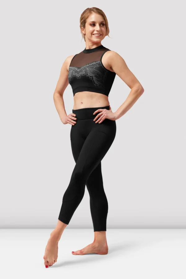 bloch ladies lace crop black activewear top dancewear dance ballet ballerina