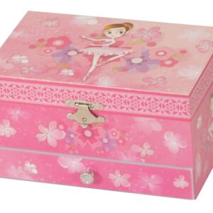 musical pink jewellery box with drawer