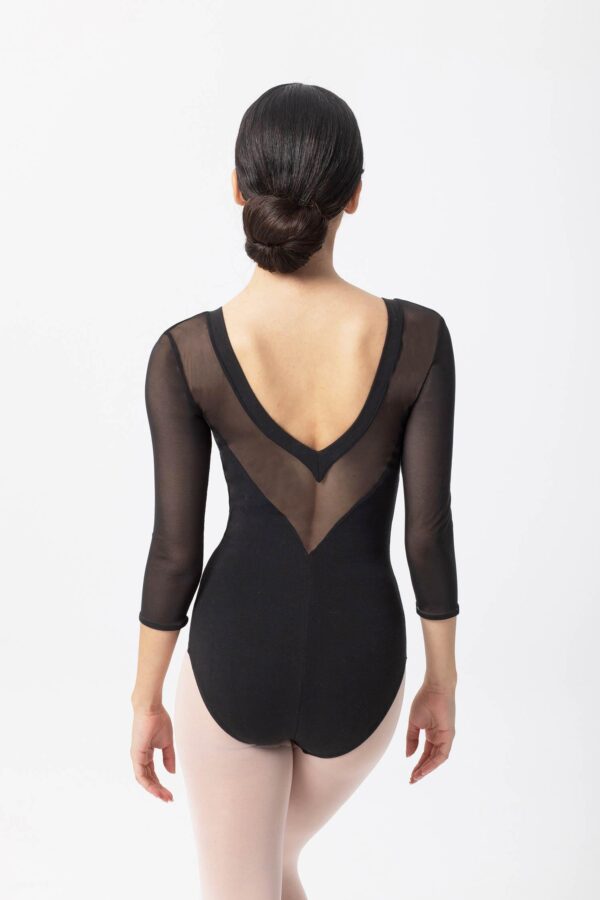 Intermezzo long sleeved leotard v neck black dance ballet ballerina mesh