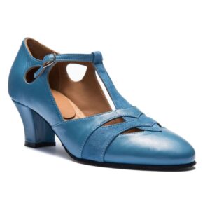 ladies leather dance shoe suede sole tango ballroom social salsa colour is blue