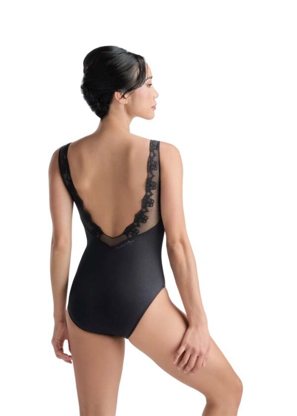 Ballet rosa LYNN leotard dance dancer ballerina boat neck v back embroidered detail black