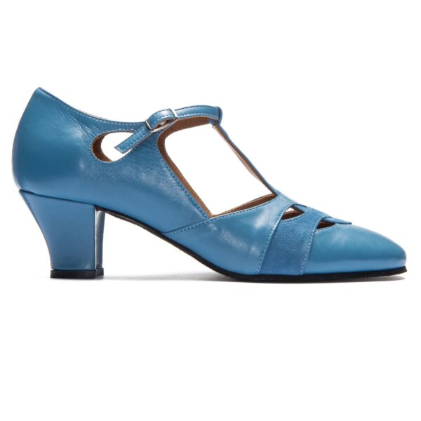 ladies leather dance shoe suede sole tango ballroom social salsa colour is blue