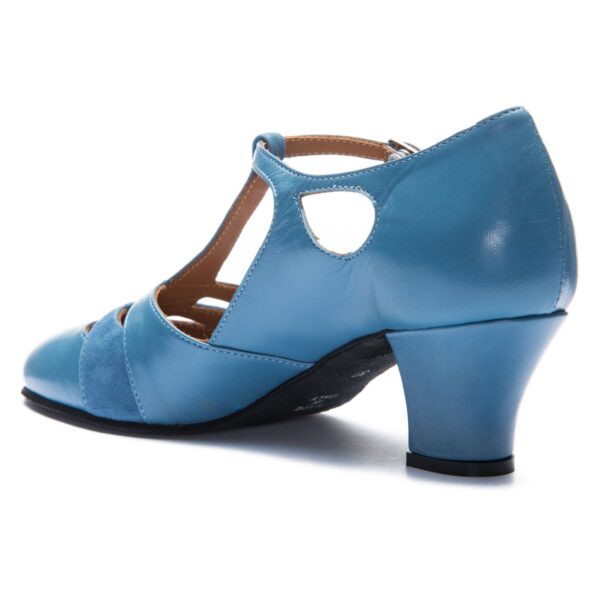 ladies leather dance shoe suede sole tango ballroom social salsa colour is blue