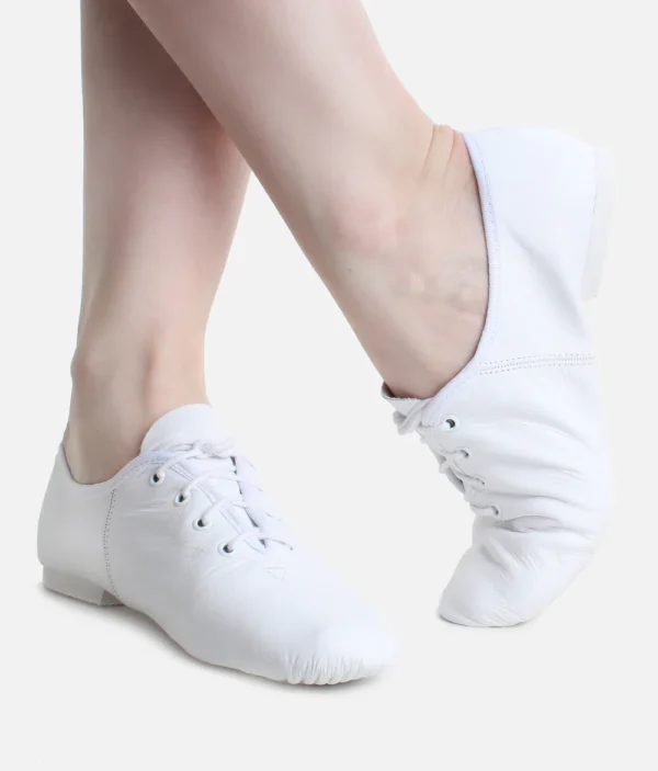 so danca jazz shoe full sole leather lace laced white