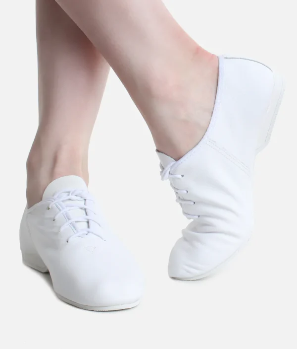 so danca jazz shoe full sole leather lace laced white