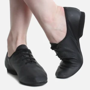 so danca jazz shoe full sole leather lace laced black