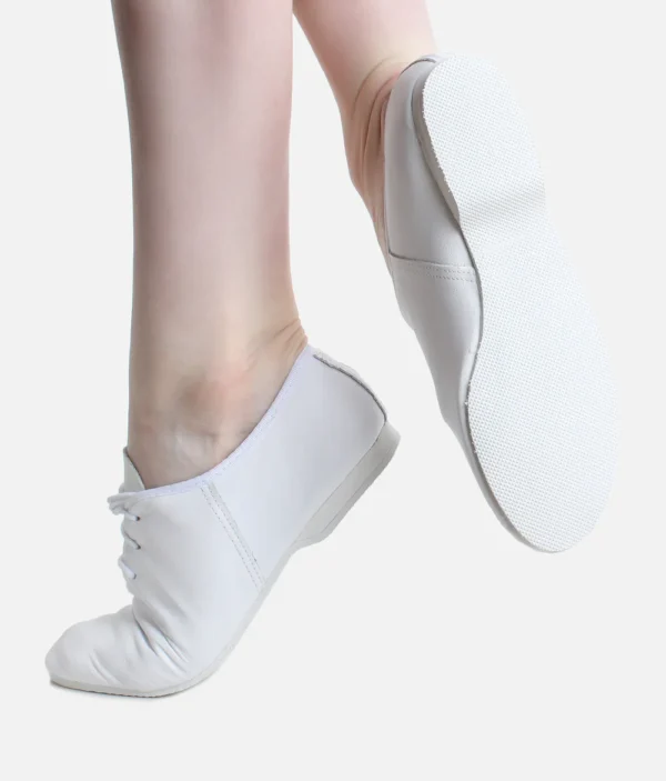 so danca jazz shoe full sole leather lace laced white